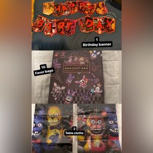 Five Nights at Freddy’s Party Bundle (Banner, Table Cloths & Favor Bags)